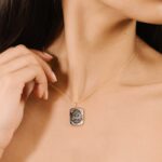 Pendentif Ginette NY Bliss Black MOP Nacre Charm Or Rose