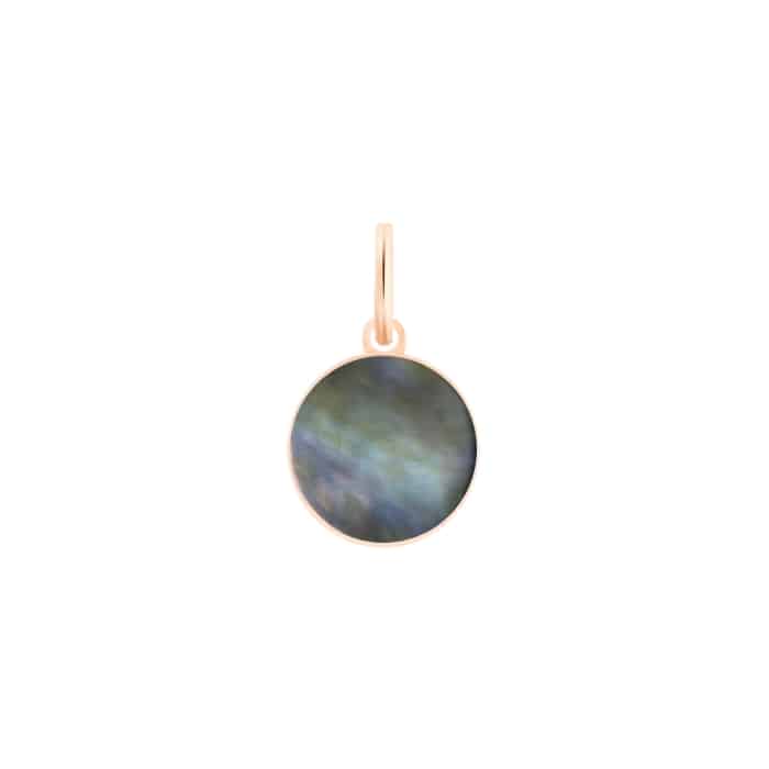 Pendant Ginette NY Mini Ever Black MOP Mother-of-Pearl Charm Rose Gold