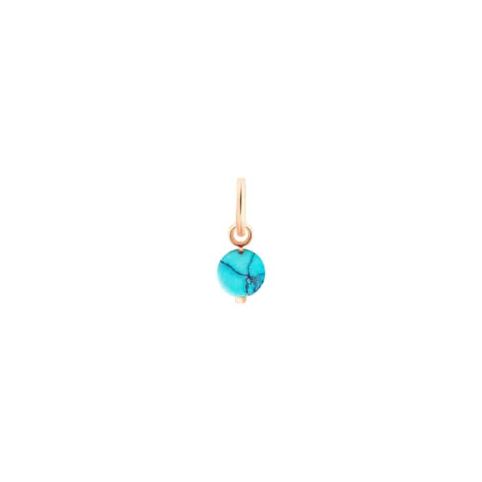 Pendentif Ginette NY Turquoise Tiny Bead Charm Or Rose