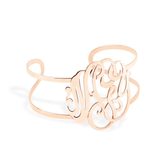 Bracelet Ginette NY Large Lace Monogram Cuff Rose Gold