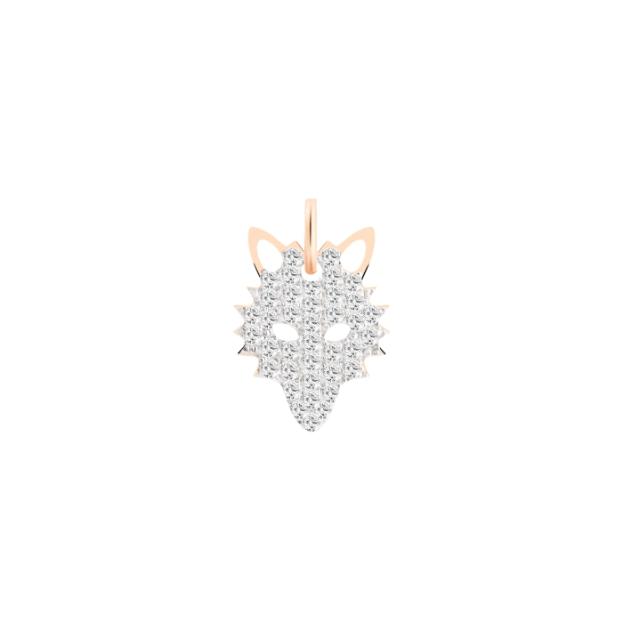 Ginette NY Diamond Wolf Charm Rose Gold Pendant