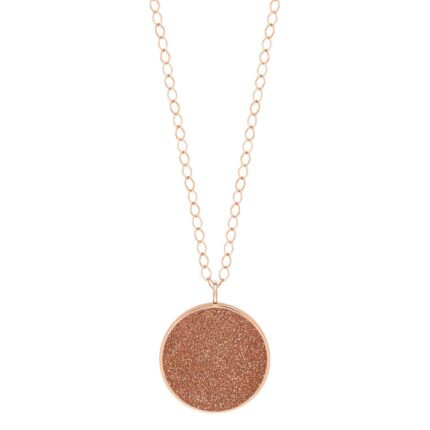 Collier Ginette NY Jumbo Ever Gold Sandstone Disc on Chain Or Rose