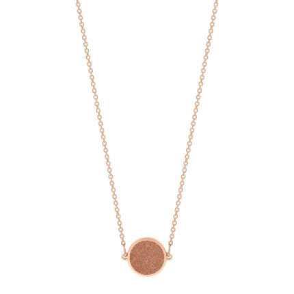 Necklace Ginette NY Mini Ever Gold Sandstone Disc on Chain Rose Gold