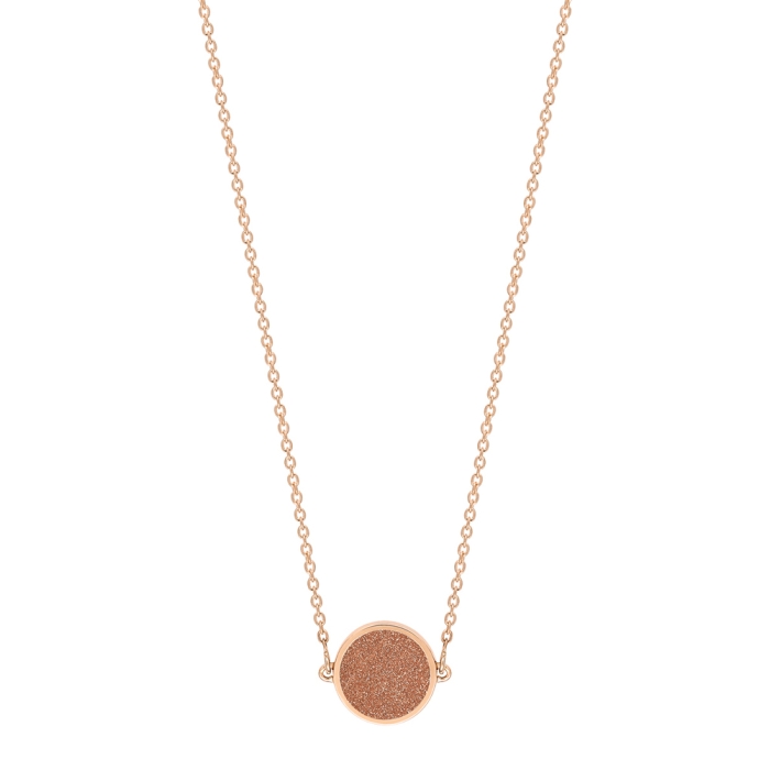 Necklace Ginette NY Mini Ever Gold Sandstone Disc on Chain Rose Gold