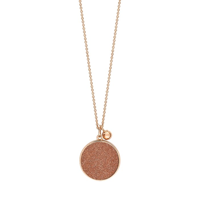 Necklace Ginette NY Ever Gold Sandstone Disc on Chain Rose Gold