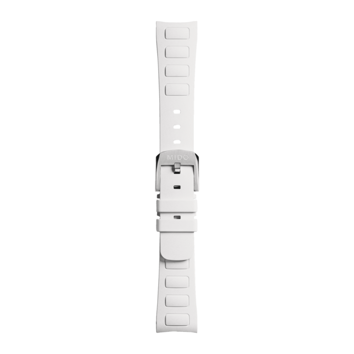 Bracelet Montre Mido Multifort TV 35 Caoutchouc Blanc Entrecorne 18MM