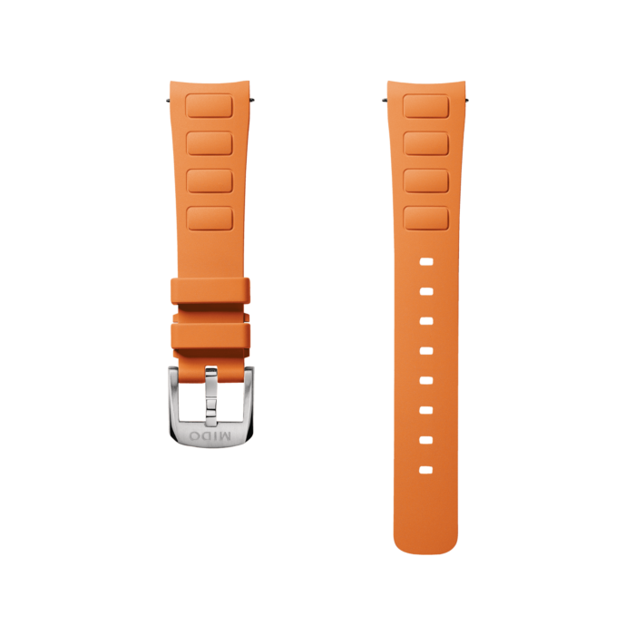 Bracelet Montre Mido Multifort TV 35 Caoutchouc Orange Entrecorne 18MM