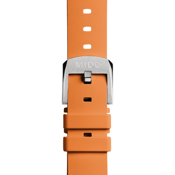 Bracelet Montre Mido Multifort TV 35 Caoutchouc Orange Entrecorne 18MM