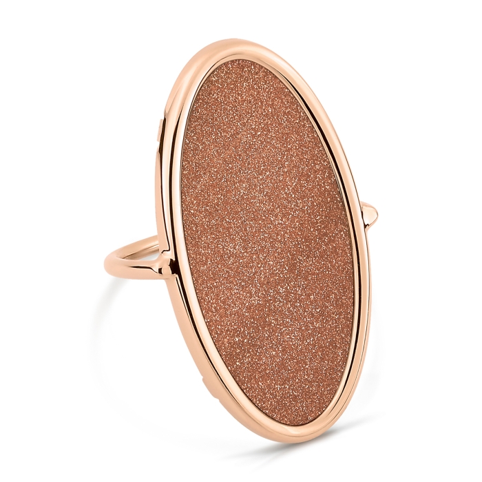 Bague Ginette NY Ellipse Gold Sandstone Ring Or Rose