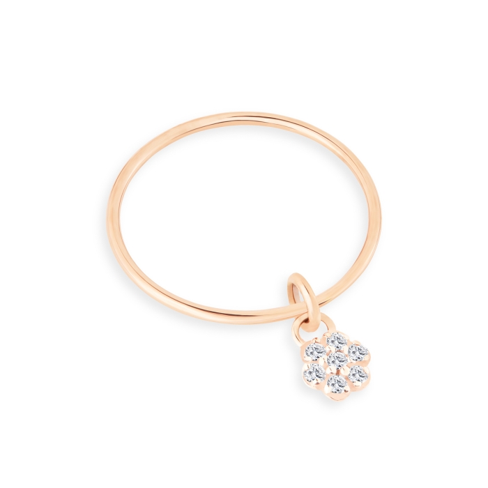 Ginette NY Lotus Single Circle Diamond Ring Rose Gold