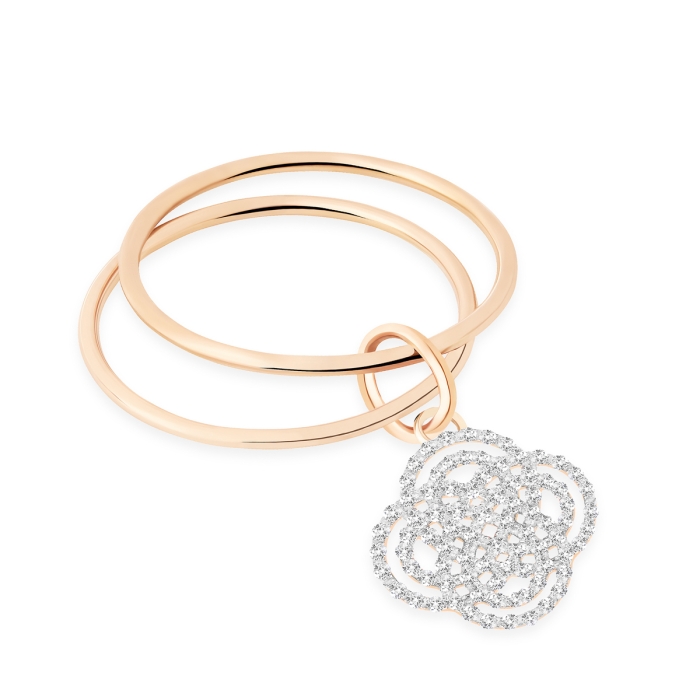 Ginette NY Purity Double Circle Diamond Ring Rose Gold