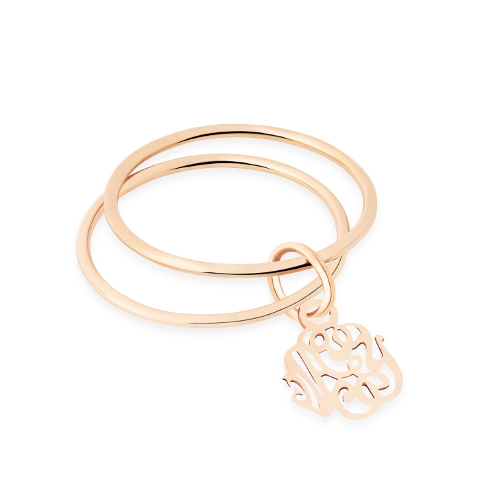 Ginette NY Monogram Double Circle Ring Rose Gold