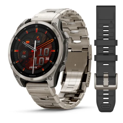 Montre Garmin Fenix 8 Amoled Sapphire Titanium Connectée Bracelet Acier + Caoutchouc 47MM