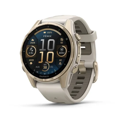 Garmin Fenix 8 Amoled Sapphire Soft Gold Connected Watch Rubber Bracelet 43MM