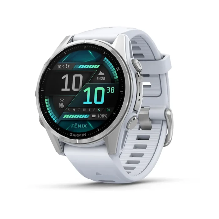 Montre Garmin Fenix 8 Amoled Acier Silver Connectée Bracelet Caoutchouc 43MM