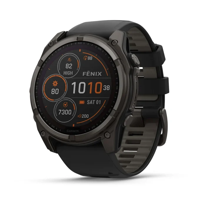 Montre Garmin Fenix 8 Solar Sapphire Titane Carbon Gray DLC Connectée Bracelet Caoutchouc 51MM