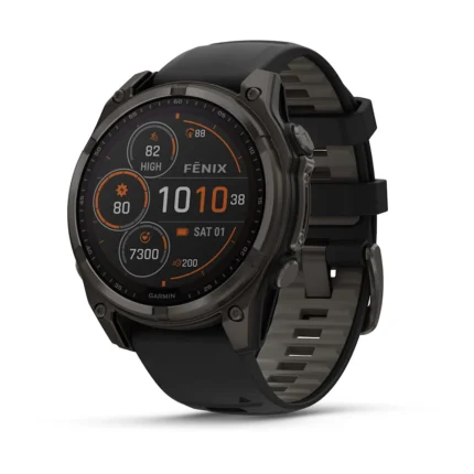 Montre Garmin Fenix 8 Solar Sapphire Titane Carbon Gray DLC Connectée Bracelet Caoutchouc 47MM