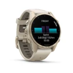 Montre Garmin Fenix 8 Amoled Sapphire Soft Gold Connectée Bracelet Caoutchouc 43MM