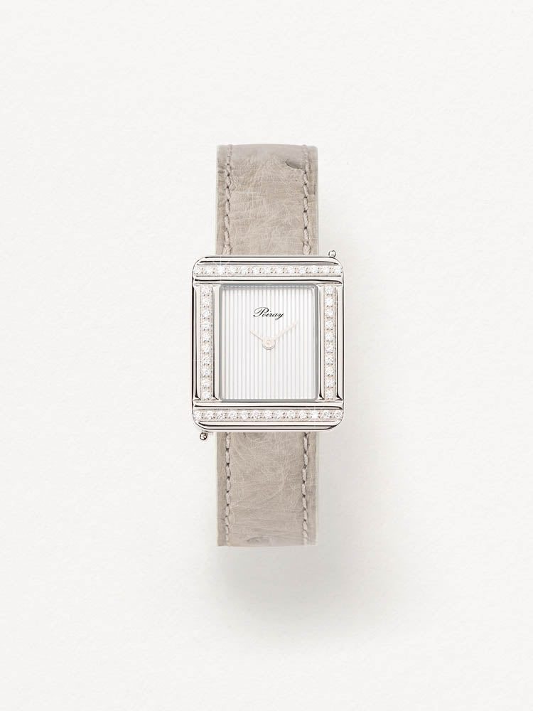 Montre Poiray Ma Première Acier & Diamants Cadran Blanc Bracelet Cuir