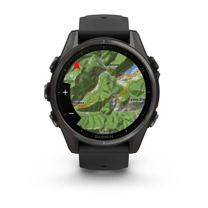 Montre Garmin Fenix 8 Amoled Sapphire Titane Carbon Gray DLC Connectée Bracelet Caoutchouc 43MM