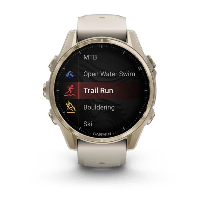 Montre Garmin Fenix 8 Amoled Sapphire Soft Gold Connectée Bracelet Caoutchouc 43MM