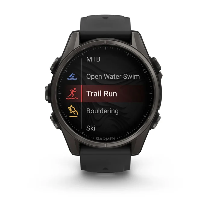 Montre Garmin Fenix 8 Amoled Sapphire Titane Carbon Gray DLC Connectée Bracelet Caoutchouc 43MM