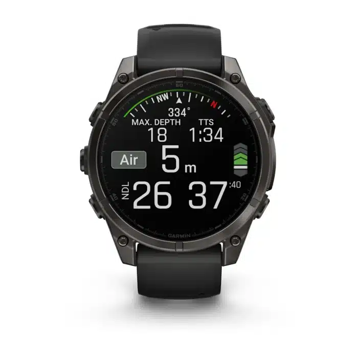 Montre Garmin Fenix 8 Amoled Sapphire Titane Carbon Gray DLC Connectée Bracelet Caoutchouc 47MM