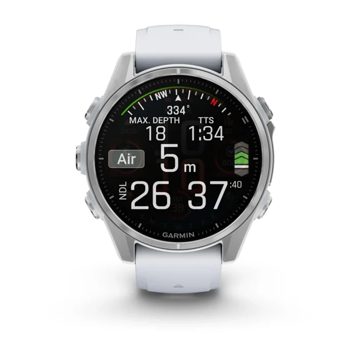 Montre Garmin Fenix 8 Amoled Acier Silver Connectée Bracelet Caoutchouc 43MM