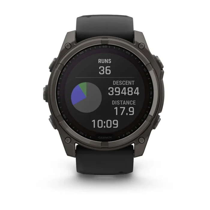 Montre Garmin Fenix 8 Solar Sapphire Titane Carbon Gray DLC Connectée Bracelet Caoutchouc 51MM