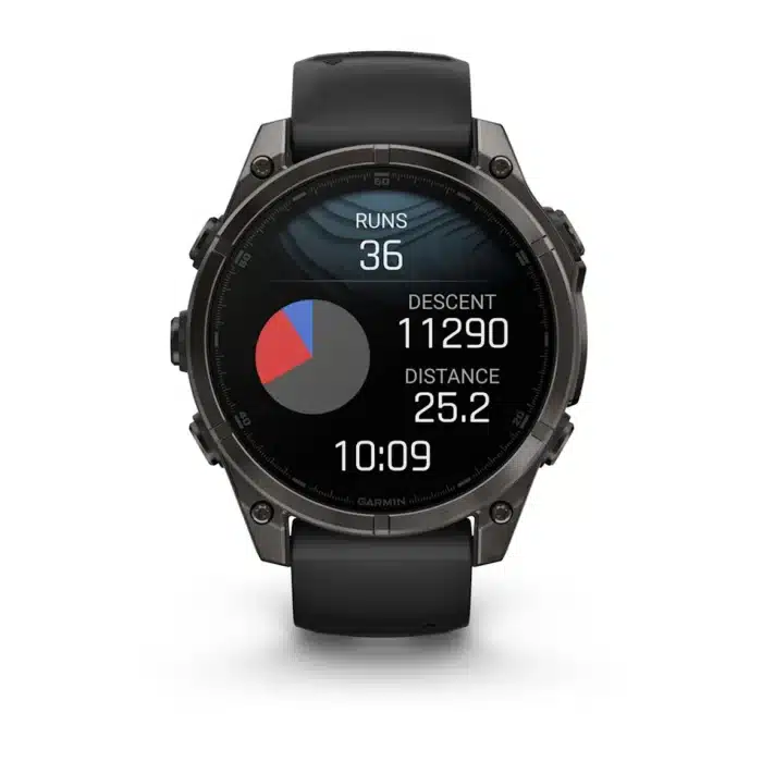 Montre Garmin Fenix 8 Amoled Sapphire Titane Carbon Gray DLC Connectée Bracelet Caoutchouc 47MM