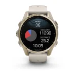 Montre Garmin Fenix 8 Amoled Sapphire Soft Gold Connectée Bracelet Caoutchouc 43MM