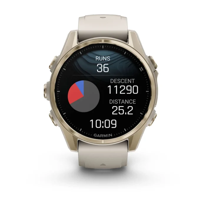 Montre Garmin Fenix 8 Amoled Sapphire Soft Gold Connectée Bracelet Caoutchouc 43MM