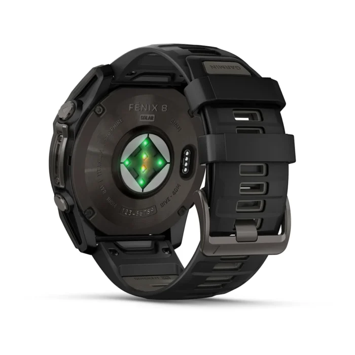 Montre Garmin Fenix 8 Solar Sapphire Titane Carbon Gray DLC Connectée Bracelet Caoutchouc 51MM