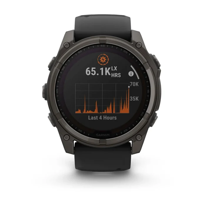 Montre Garmin Fenix 8 Solar Sapphire Titane Carbon Gray DLC Connectée Bracelet Caoutchouc 51MM