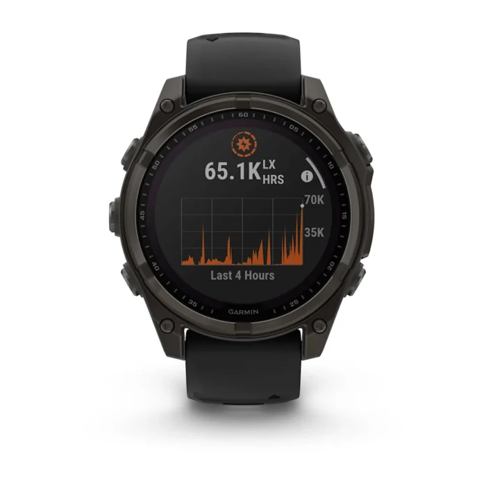 Montre Garmin Fenix 8 Solar Sapphire Titane Carbon Gray DLC Connectée Bracelet Caoutchouc 47MM