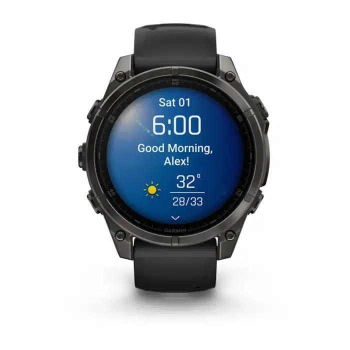 Montre Garmin Fenix 8 Amoled Sapphire Titane Carbon Gray DLC Connectée Bracelet Caoutchouc 47MM