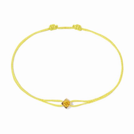 Bracelet Dinh Van Le Cube Diamant sur Cordon Saphir Jaune Or Jaune