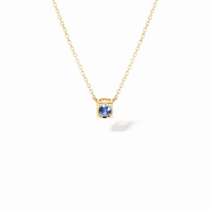 Collier Dinh Van Le Cube Diamant sur Chaîne Saphir Bleu Or Jaune