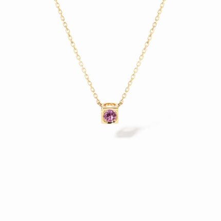 Collier Dinh Van Le Cube Diamant sur Chaîne Saphir Rose Or Jaune