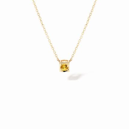 Collier Dinh Van Le Cube Diamant sur Chaîne Saphir Jaune Or Jaune