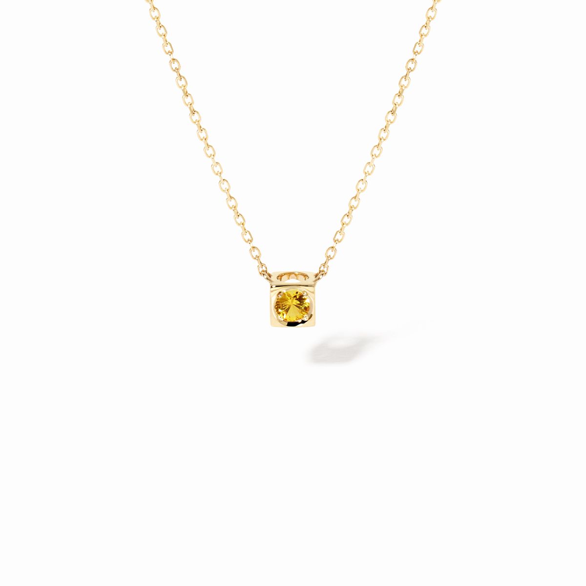 Collier Dinh Van Le Cube Diamant sur Chaîne Saphir Jaune Or Jaune