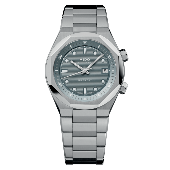 Montre Mido Multifort 8 Two Crowns Auto Cadran Gris Bracelet Acier 40MM