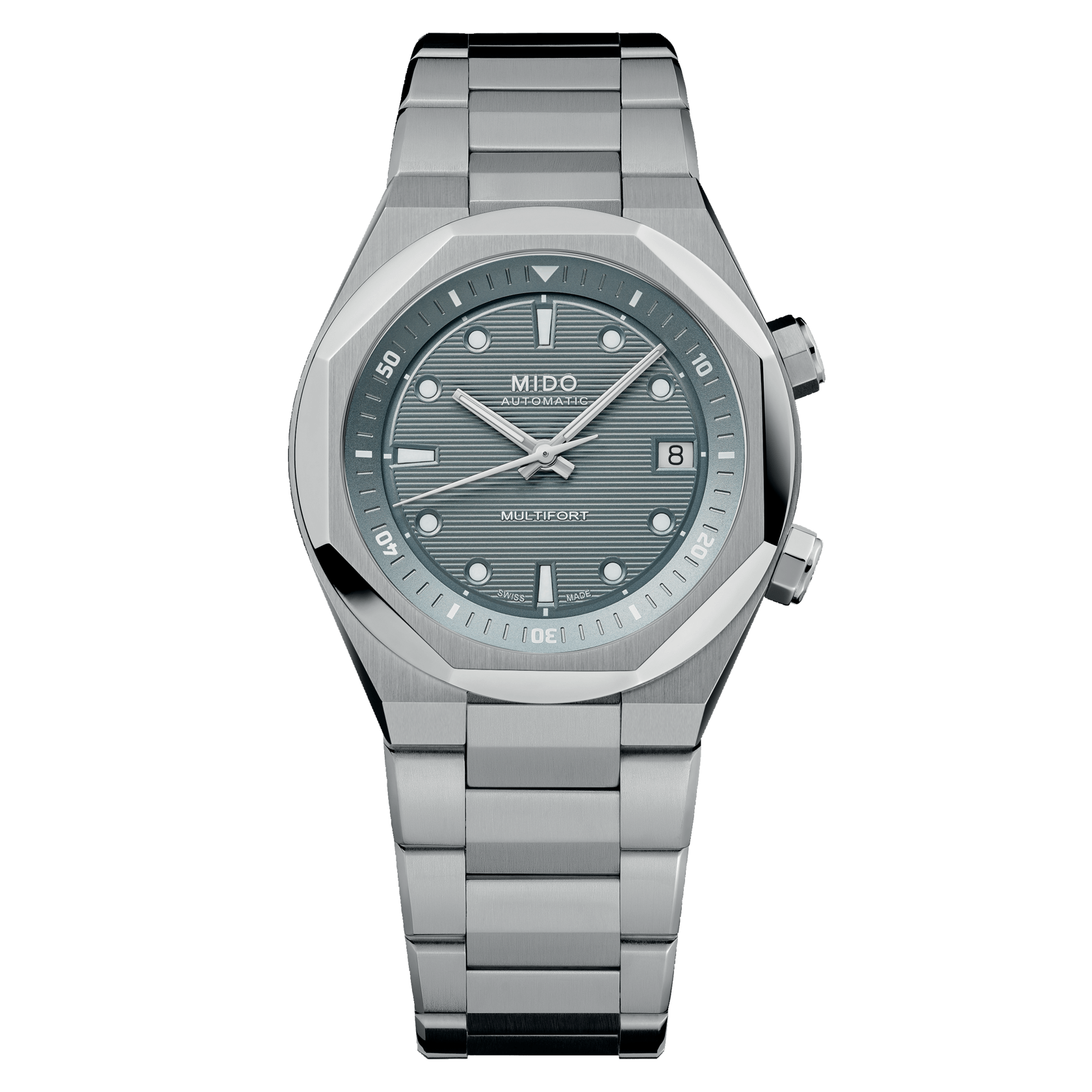 Montre Mido Multifort 8 Two Crowns Auto Cadran Gris Bracelet Acier 40MM