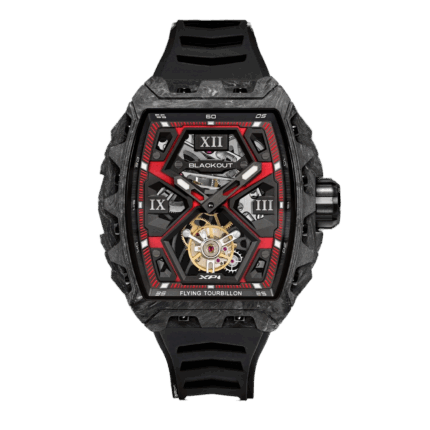 Montre Blackout Watches XP1 Tourbillon LT Red Bracelet Caoutchouc 44MM