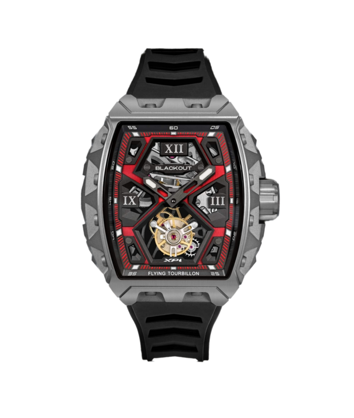 Montre Blackout Watches XP1 Tourbillon Ti Red Bracelet Caoutchouc 44MM