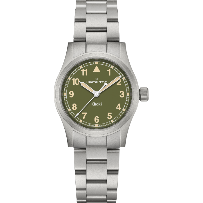 Montre Hamilton Khaki Field Quartz Cadran Vert Bracelet Acier 33MM