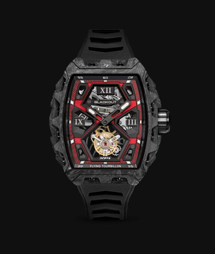 Montre Blackout Watches XP1 Tourbillon LT Red Bracelet Caoutchouc 44MM