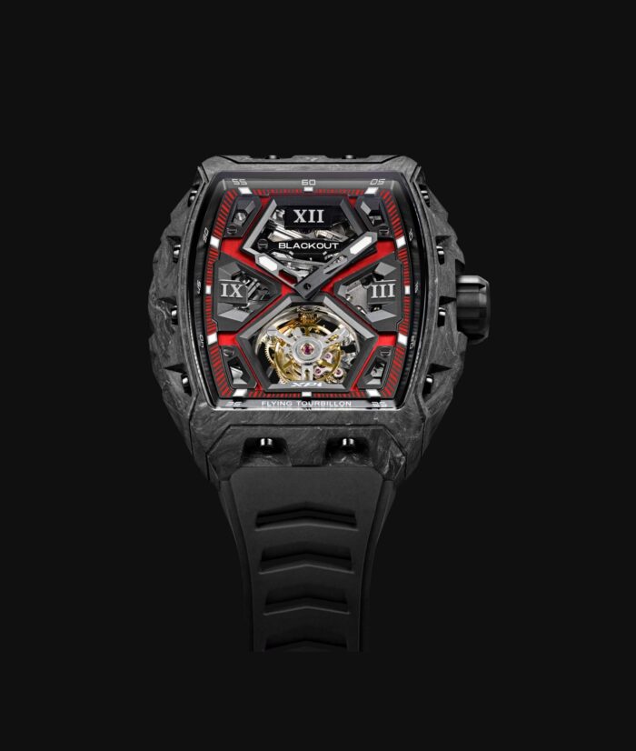 Montre Blackout Watches XP1 Tourbillon LT Red Bracelet Caoutchouc 44MM