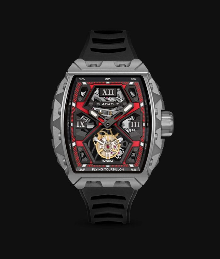 Montre Blackout Watches XP1 Tourbillon Ti Red Bracelet Caoutchouc 44MM