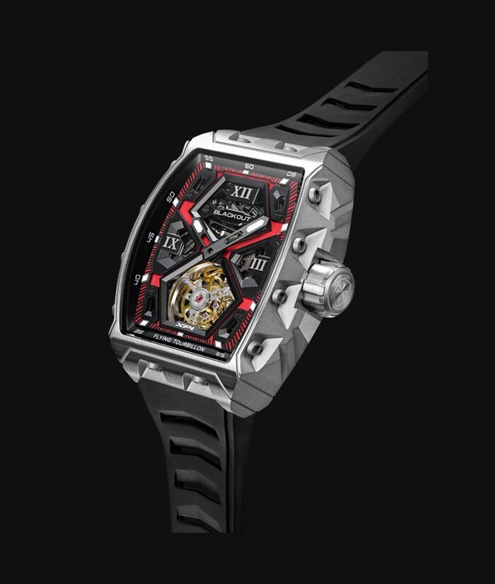 Montre Blackout Watches XP1 Tourbillon Ti Red Bracelet Caoutchouc 44MM